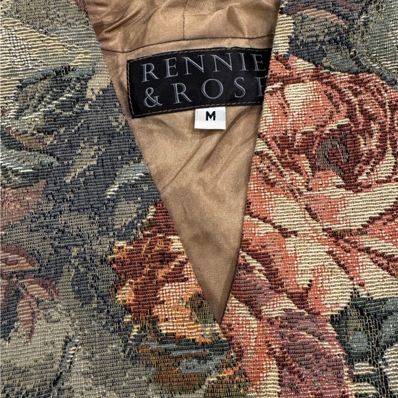 Vintage Rennie & Rose Floral Tapestry Double Breasted Vest - Picture 4 of 7
